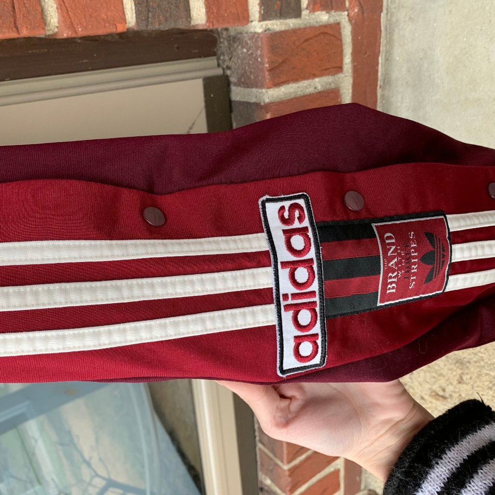 Red Adidas Side Snap Track Pants